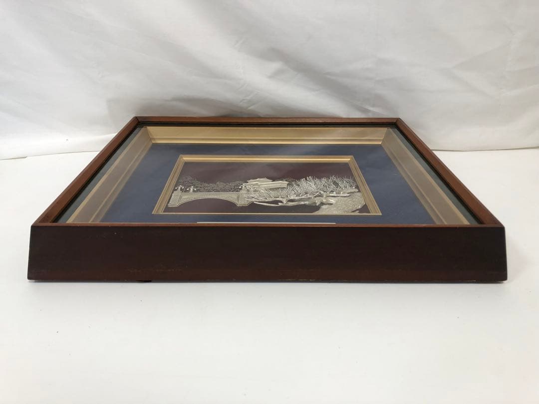 純銀製 天皇陛下御即位五十年記念　額　レリーフ　記念額　額飾