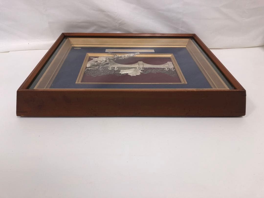 純銀製 天皇陛下御即位五十年記念　額　レリーフ　記念額　額飾