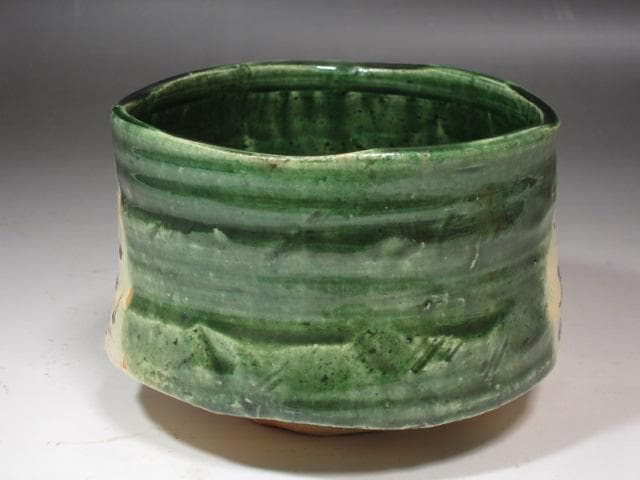 ★　加藤十右衛門　織部茶碗　末広　表千家　十四代　而妙斎の花押★x543