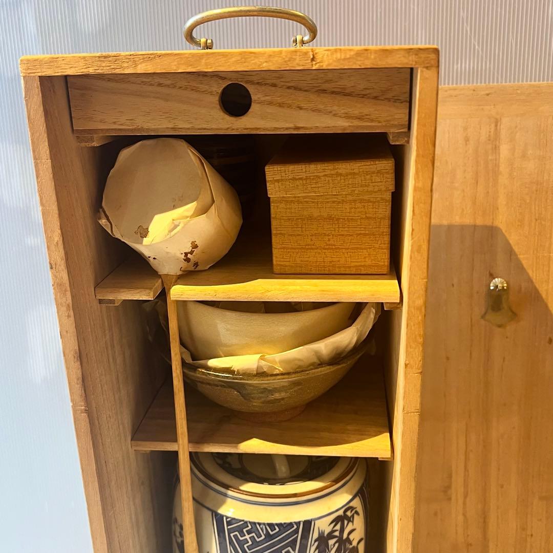 茶道具セット アンティーク 古道具 昭和レトロ 現状品 抹茶椀 水指 短冊箱