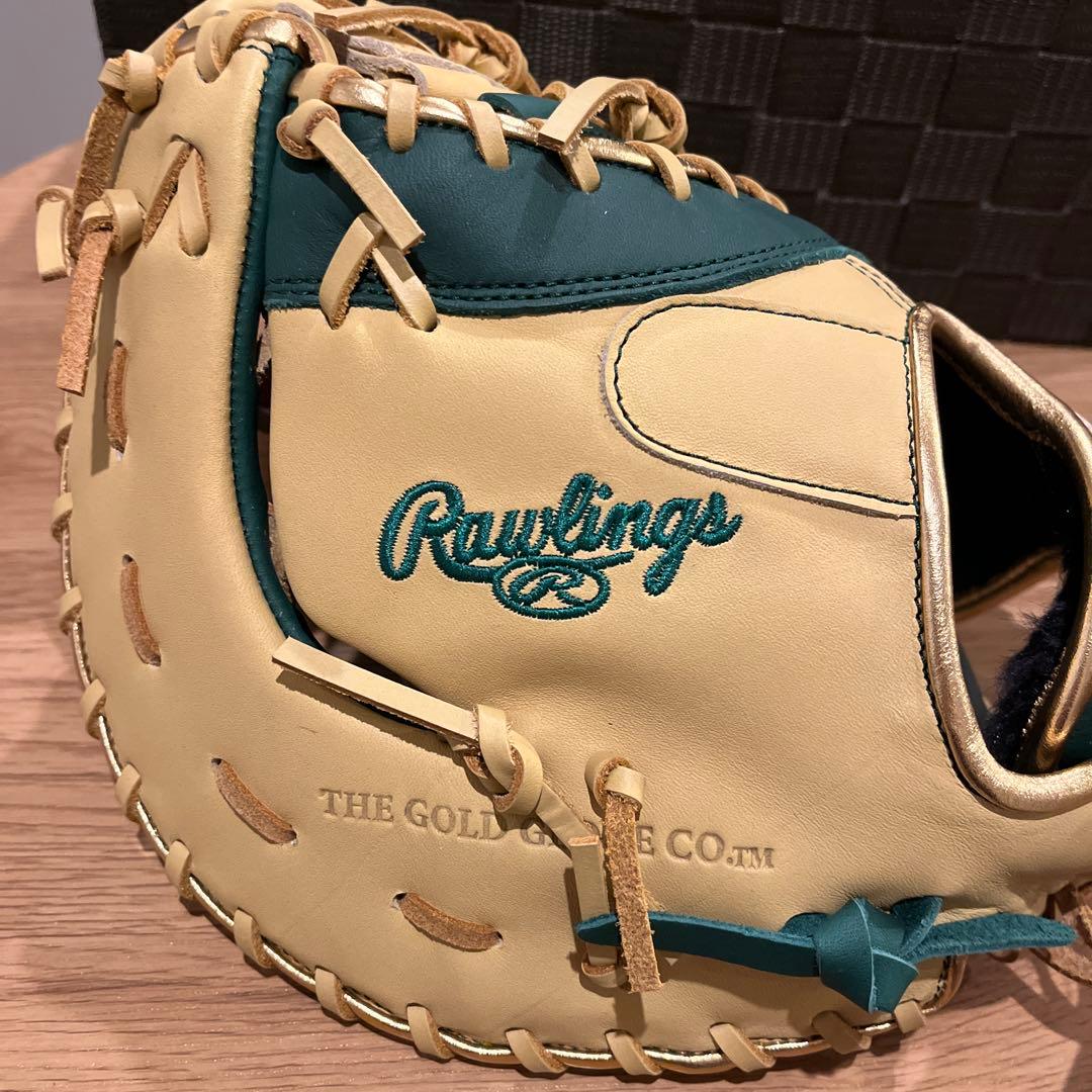 新品 値下げ中軟式少年用ファーストミットローリングス ダークグリーン/キャメル