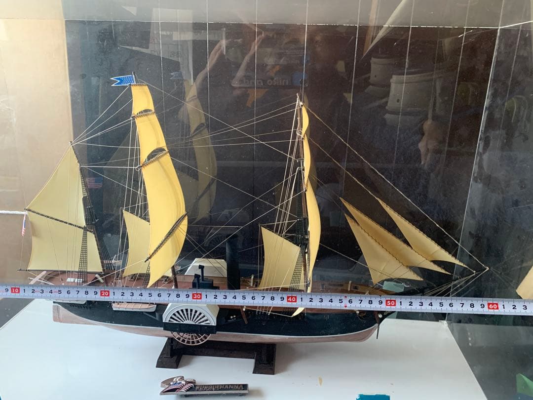 帆船模型　黒船　サスケハナ号　アクリルケース付き 香川まで取りに来てもらえる方