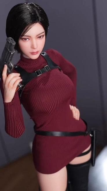 バーガンディ リブニットワンピース フィギュア