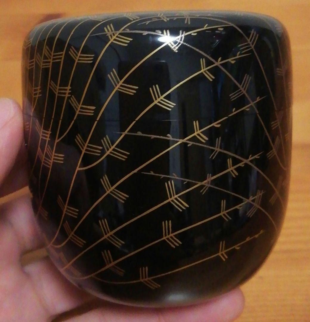 宗完書付　康光作　芽張　柳蒔絵　棗　共箱　茶道具