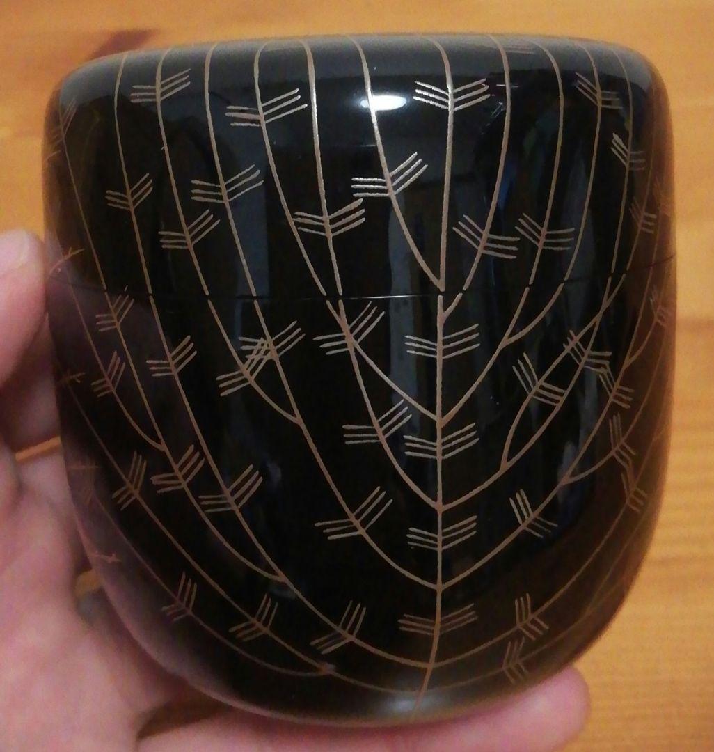 宗完書付　康光作　芽張　柳蒔絵　棗　共箱　茶道具