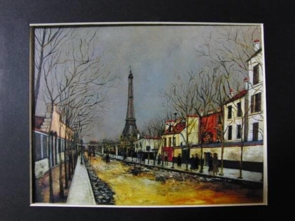 モーリス・ユトリロ、ヴェルサイユ通りとエッフェル塔、希少な額装用画集より