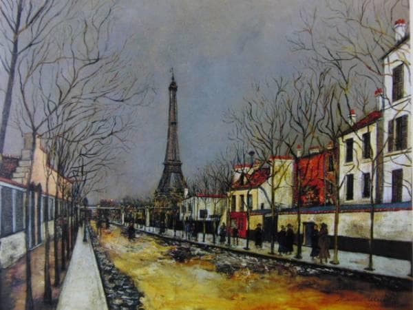 モーリス・ユトリロ、ヴェルサイユ通りとエッフェル塔、希少な額装用画集より