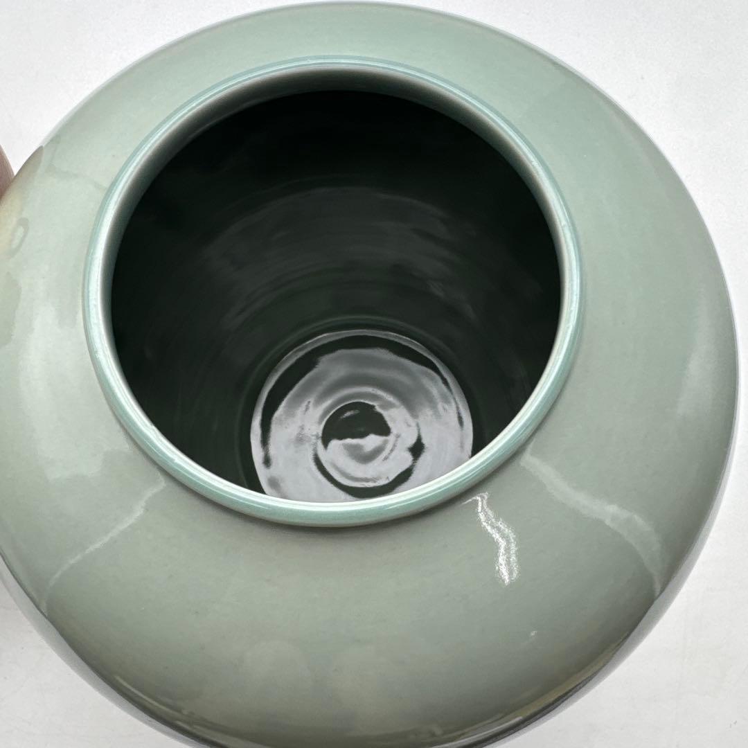 2点山模様の大きな陶器花瓶橘吉古董品