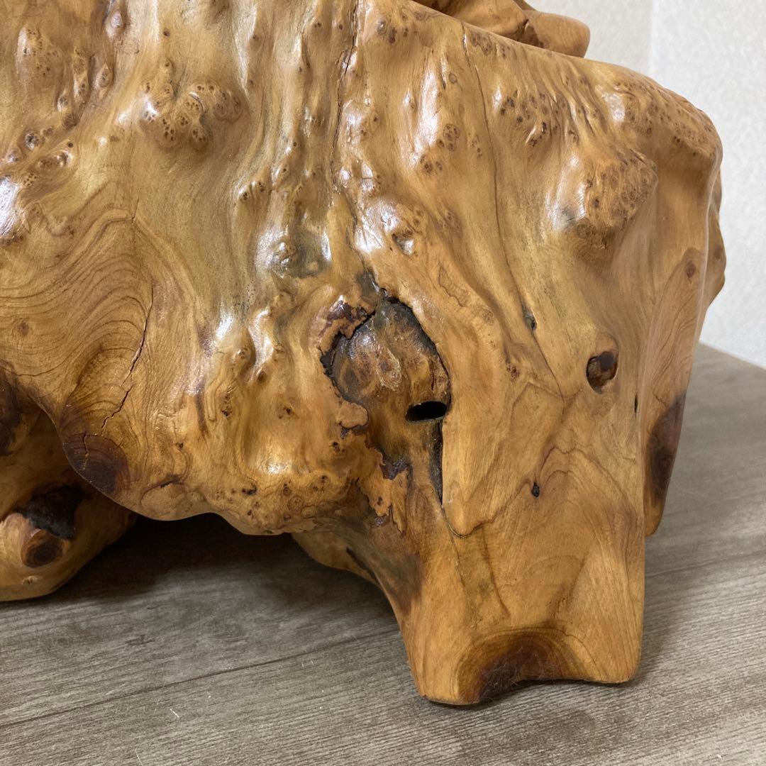 大型　天然木　木彫り　七福神　布袋様　中国美術　置物〈検 オブジェ　 仏像　瘤木