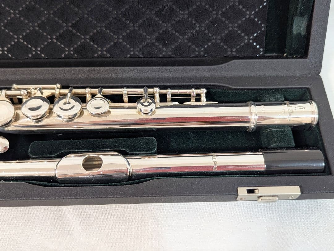 ケース付 パールフルート PF-525 Eメカ リップ銀製 C足部管
