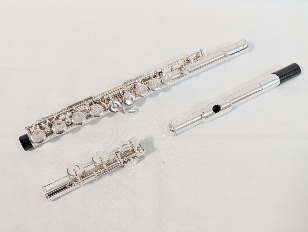 ケース付 パールフルート PF-525 Eメカ リップ銀製 C足部管