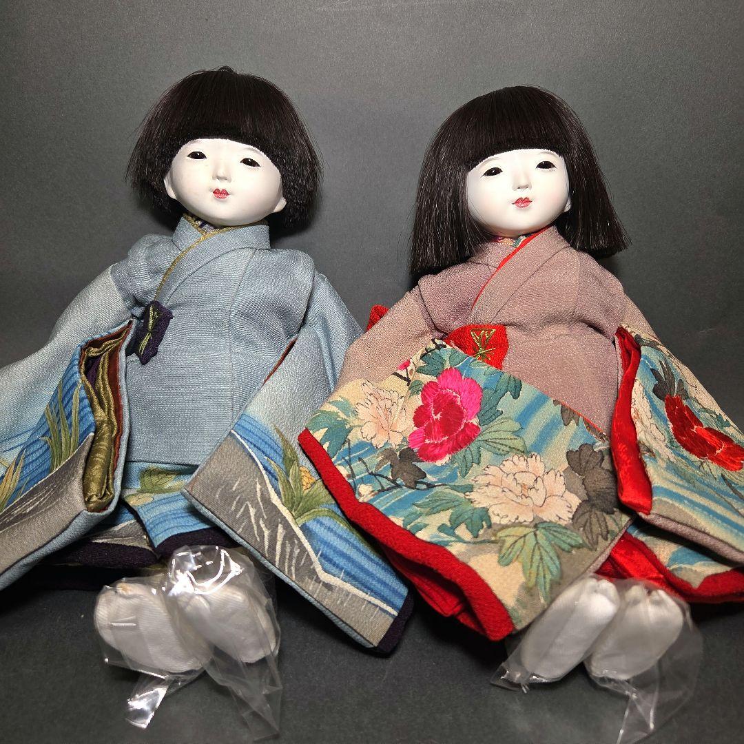 小さめな市松人形 　工房朋　春幸作　二人一緒に