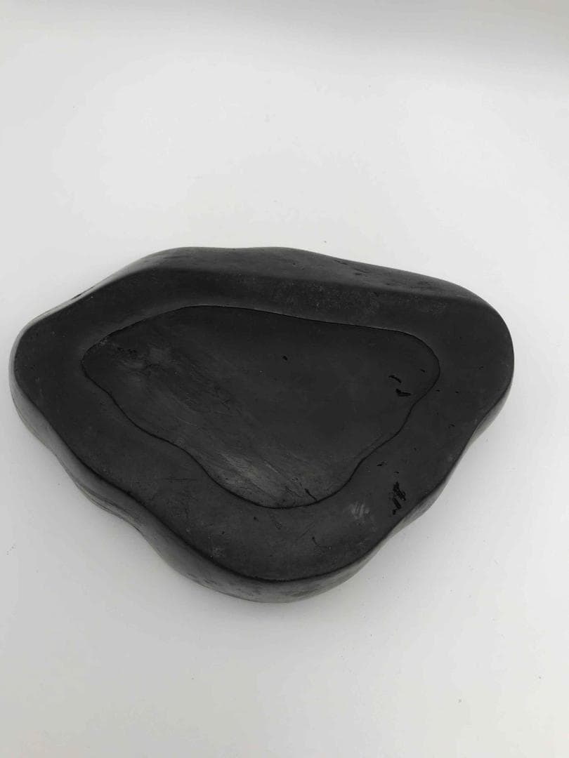 古端渓硯　清時代　蓮型硯　唐木蓋付き　極上品　時代物　初出し物(A-56)