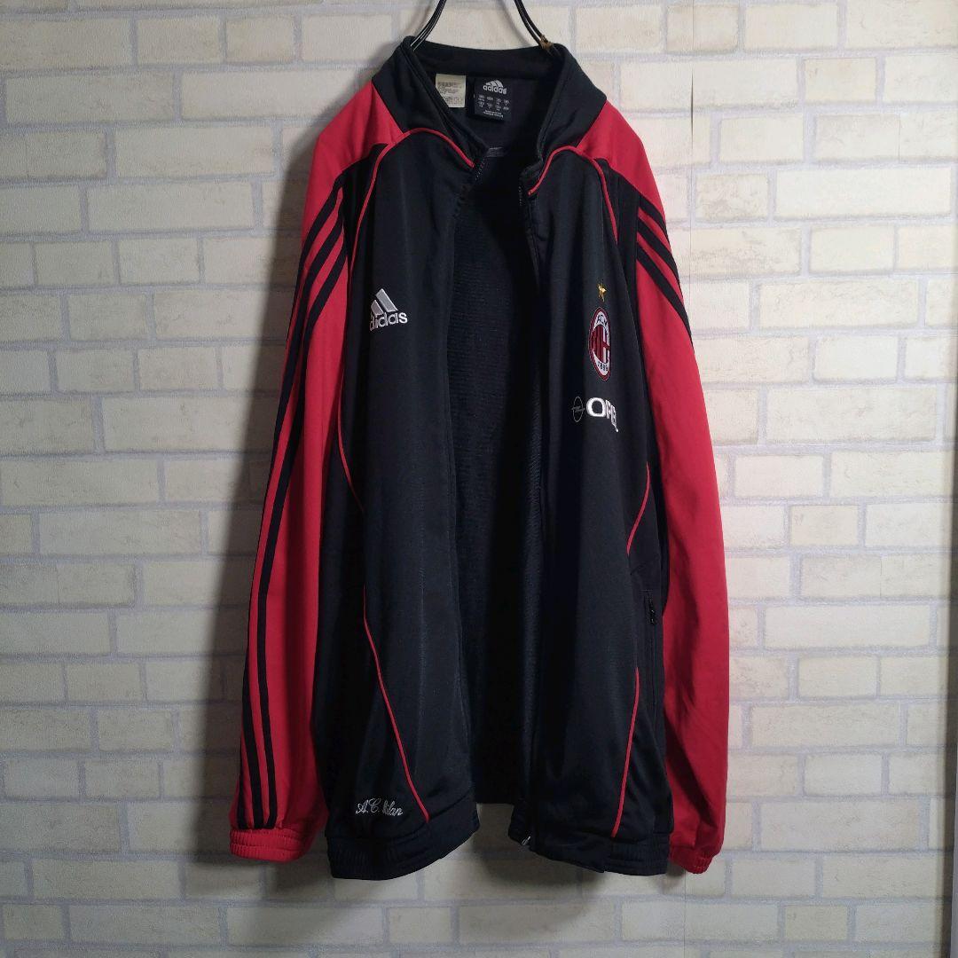アディダス★00s ACミラン 刺繍ロゴ セットアップ 上下 黒 2XL 訳あり