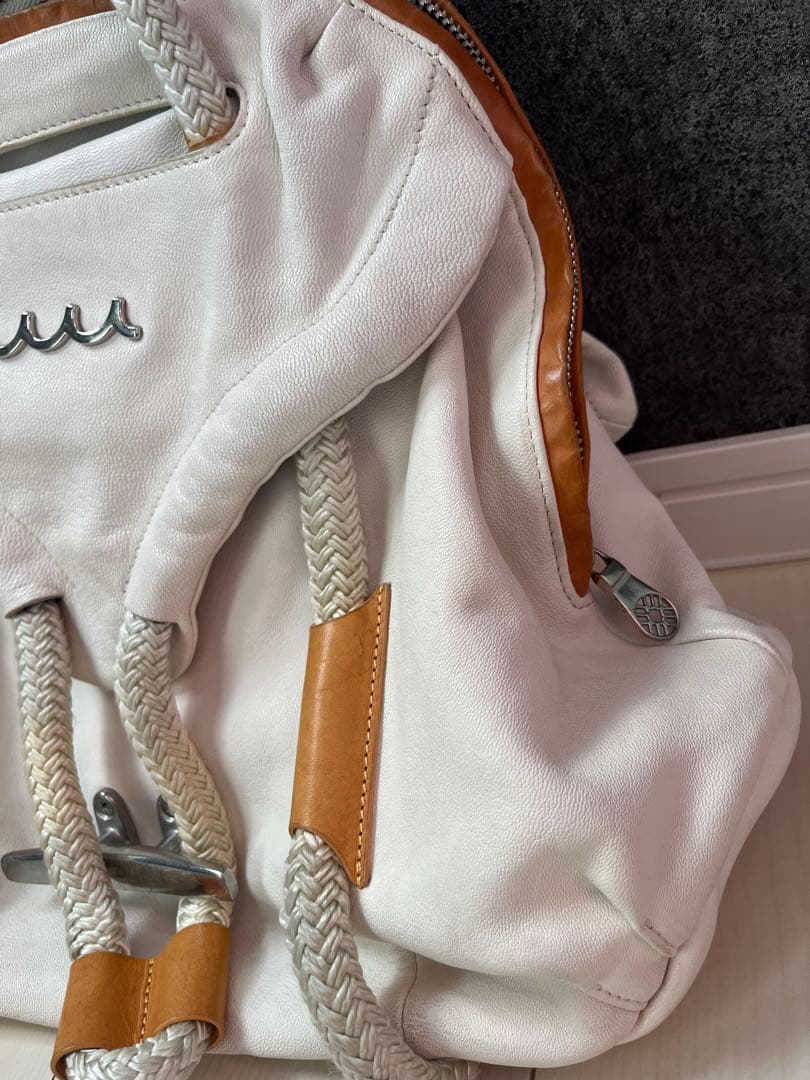 ア*ス様 ムータマリン　バッグ　クリートセーラーバッグ　ゴート革　ホワイト