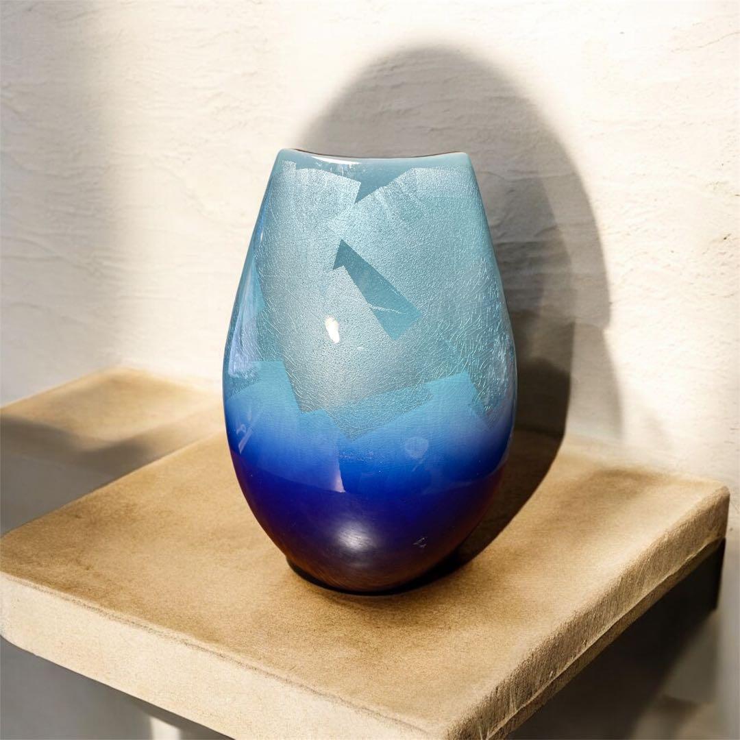 特価！九谷焼　日本陶彩　宗秀窯　釉裏銀彩　8号花瓶