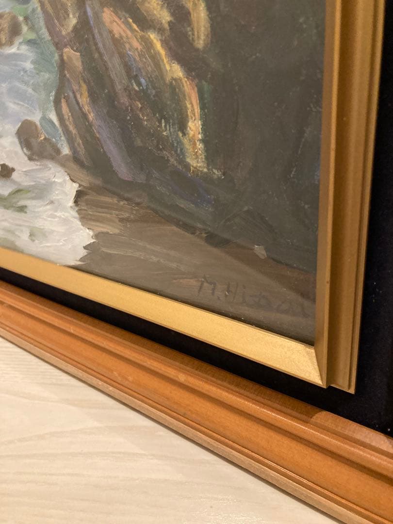 海岸風景 油彩画　F10号　額縁付き