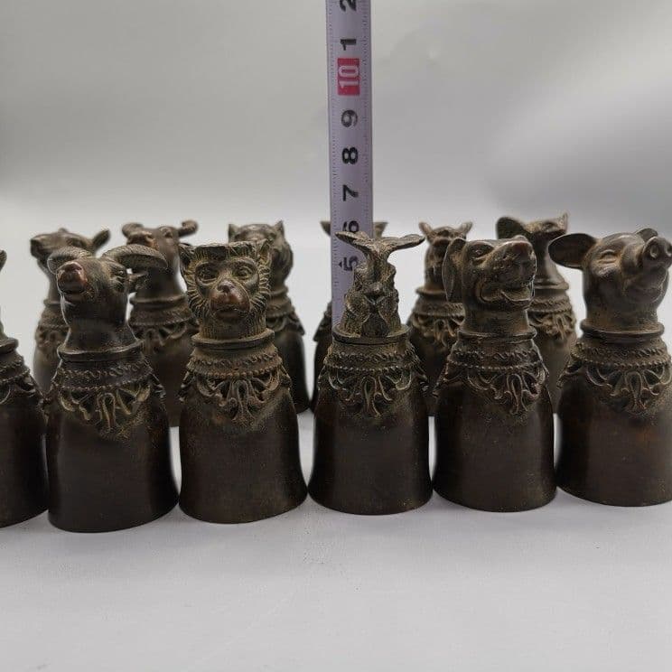 銅 細工 十二支獣首杯 装飾品 現代工芸品 美術品 置物