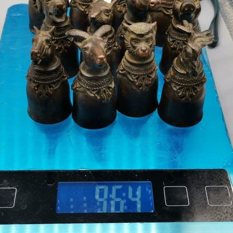 銅 細工 十二支獣首杯 装飾品 現代工芸品 美術品 置物