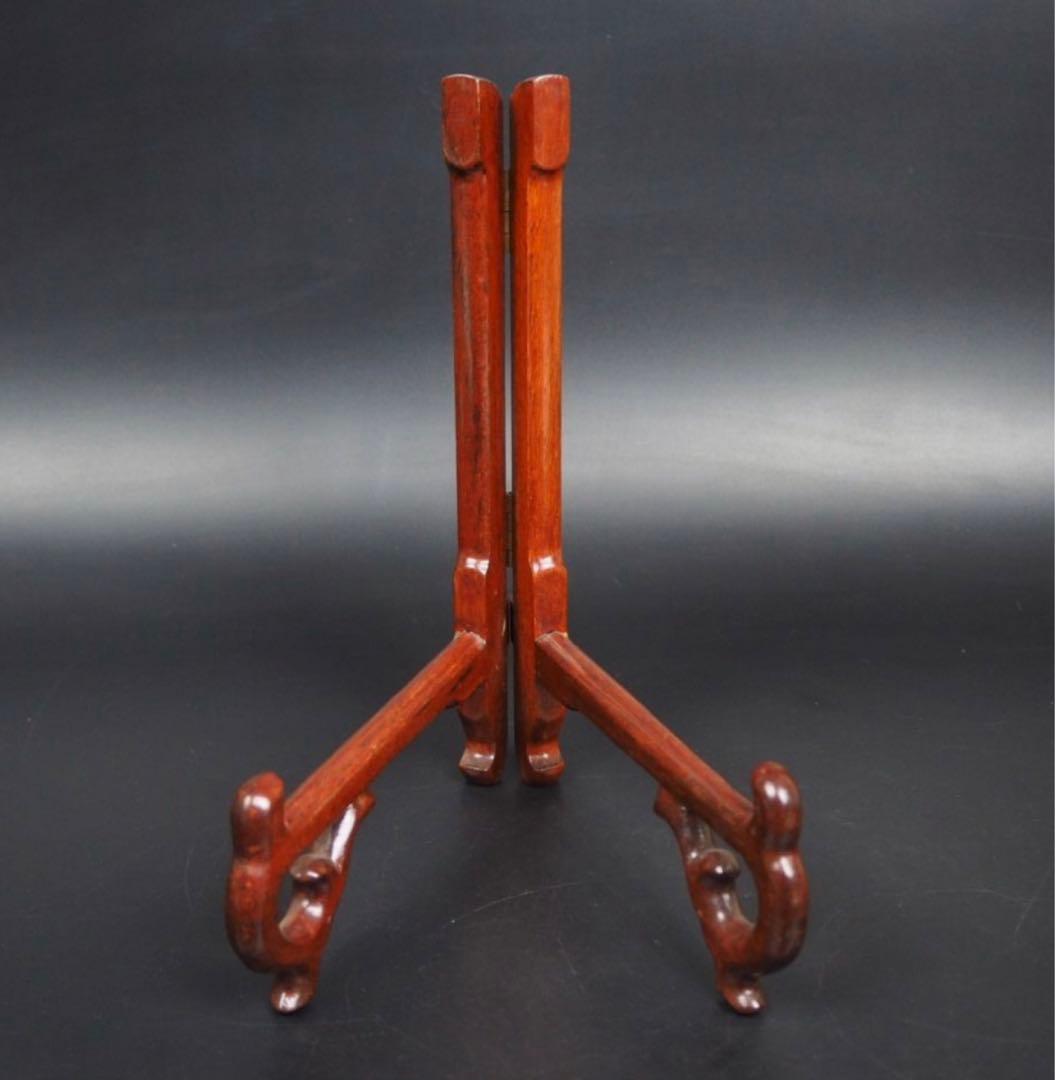 送料無料　唐木紅木皿立て4点　中国美術　長期保管未使用品③