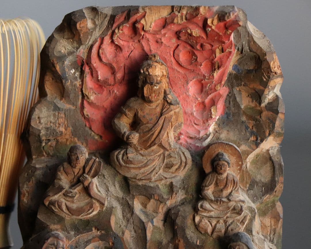 時代 木彫 彩色 不動明王 仏像 高11.3cm 木造 仏教美術【MA467】