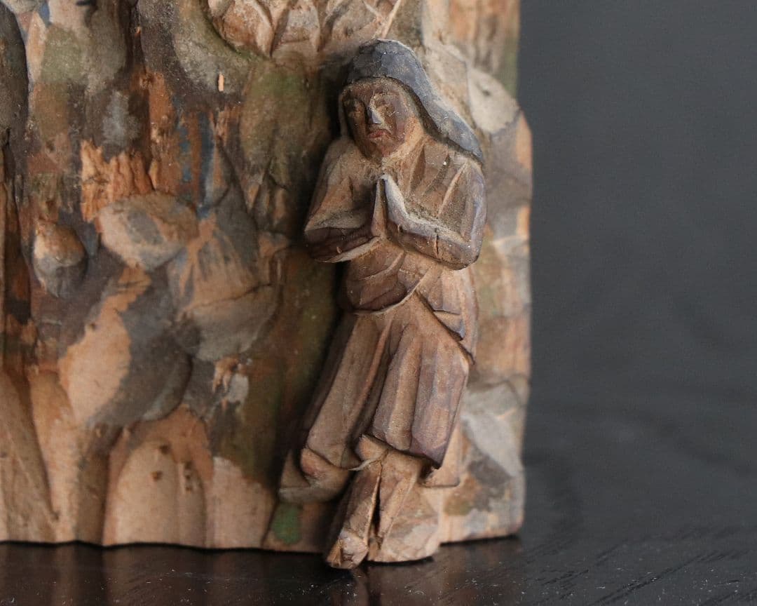 時代 木彫 彩色 不動明王 仏像 高11.3cm 木造 仏教美術【MA467】