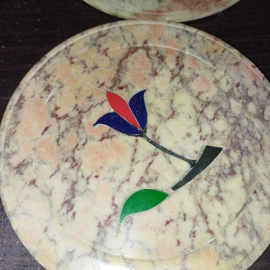 希少　古物　大理石　コースター6点セット