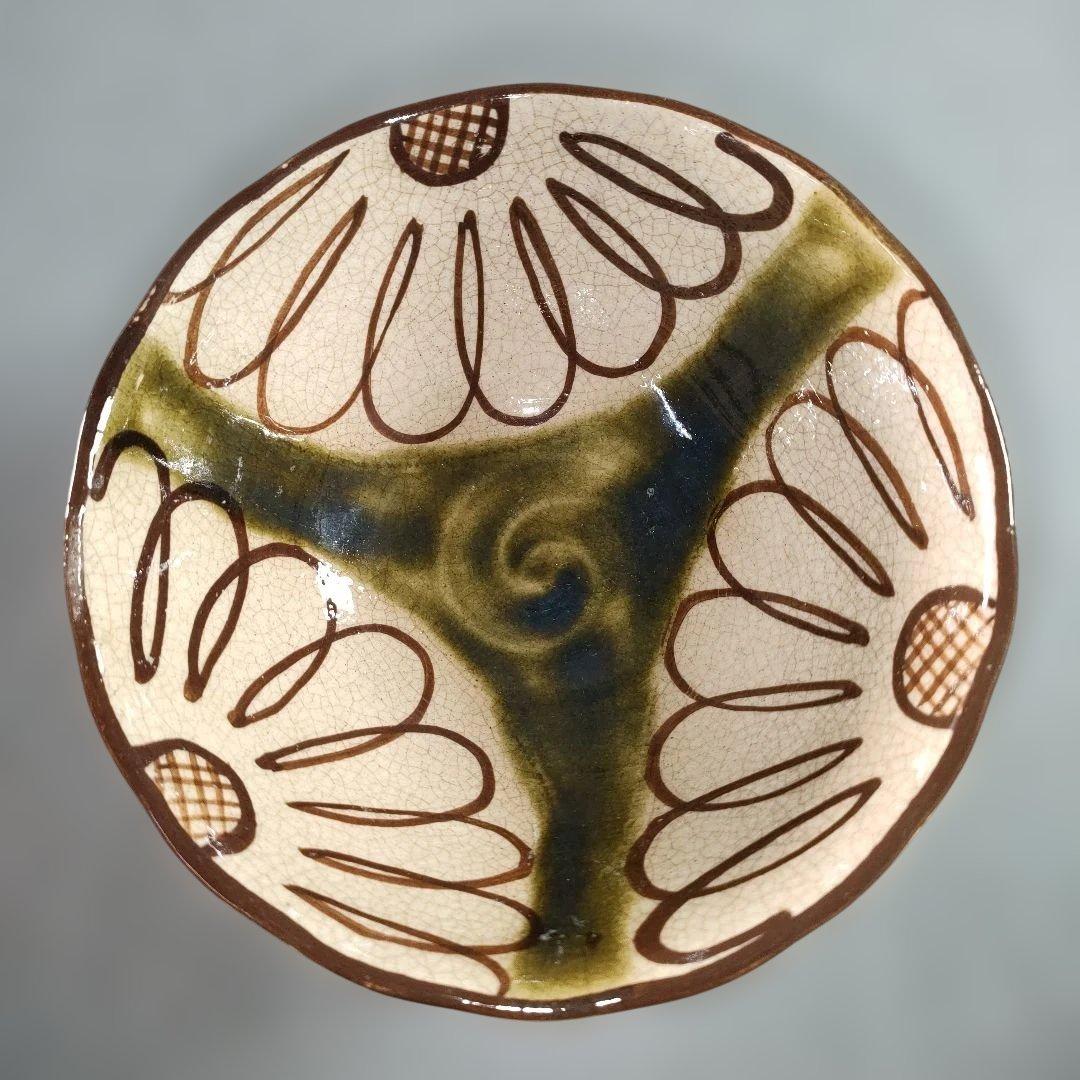 A1346-4/織部向日葵文茶碗揃10客/小鉢/向付/銘々皿/飾鉢/懐石道具/