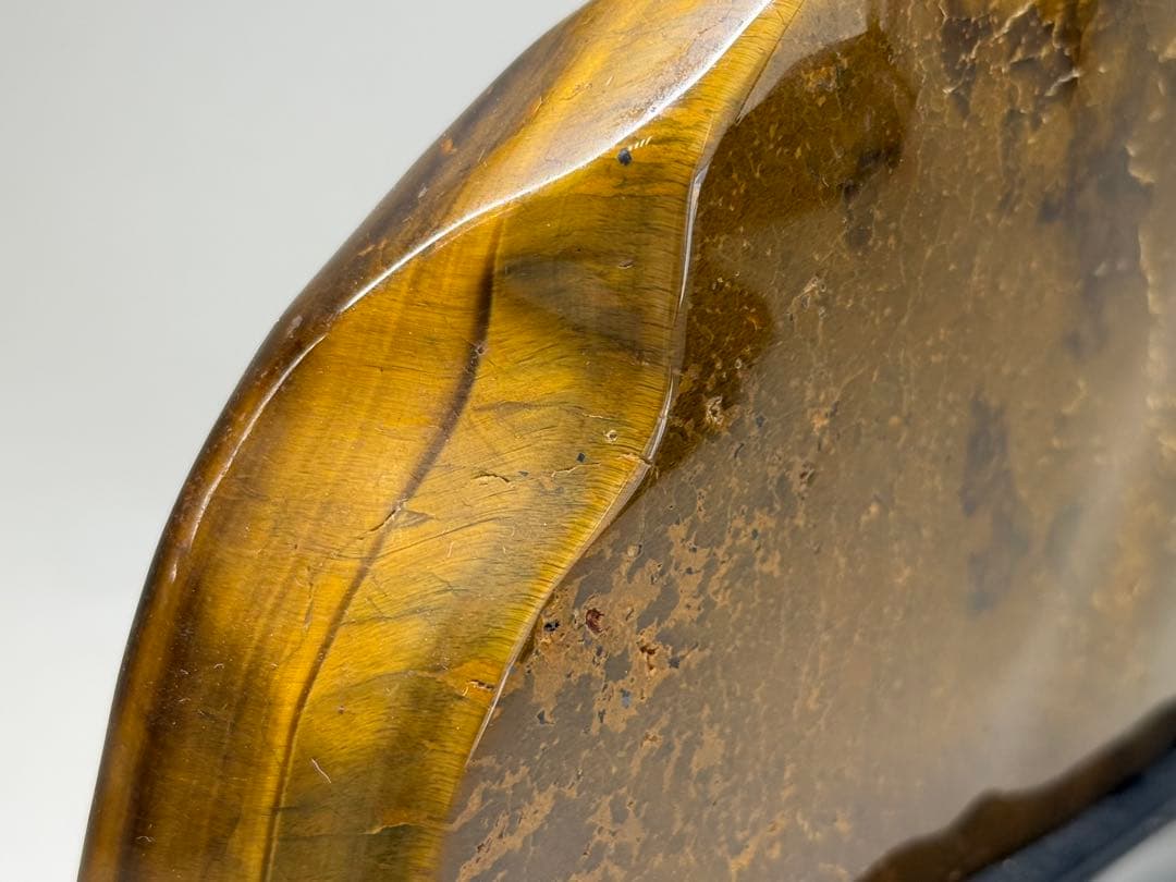 N 鑑賞品 美品 虎目石飾台付 1.4kg 宝石