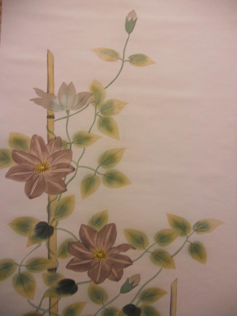 掛け軸 藝元 鐵仙花 絹本 希少 軸装 茶道具 掛軸 美品 です。