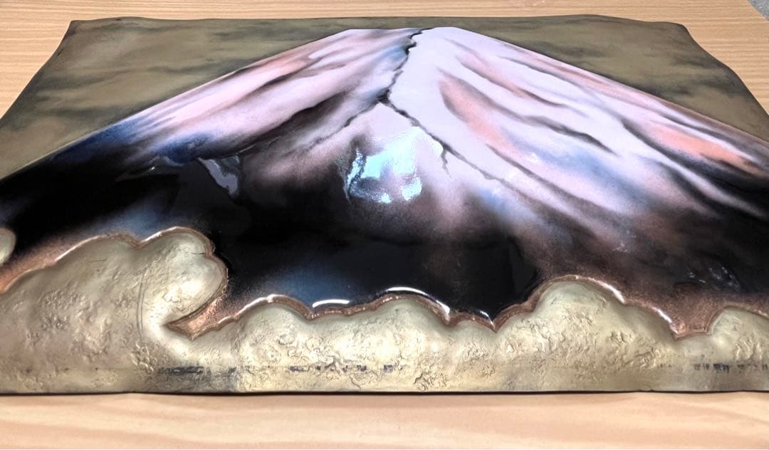 希少 富士山アート メタル陶板レリーフ