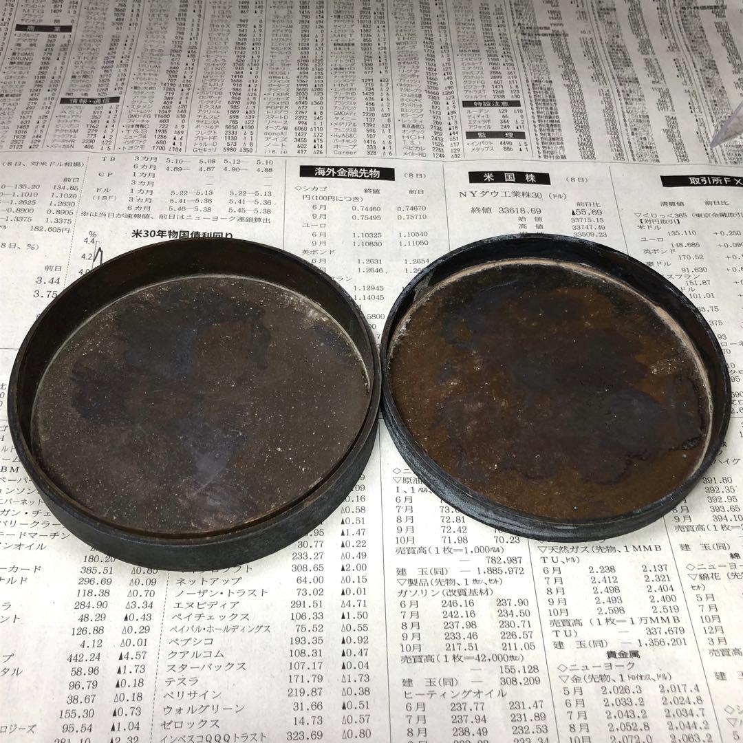 硯　純銅製　古民家藏書道用　名家 王羲之氏　「蘭亭序」刻印　 清末民初作　時代物