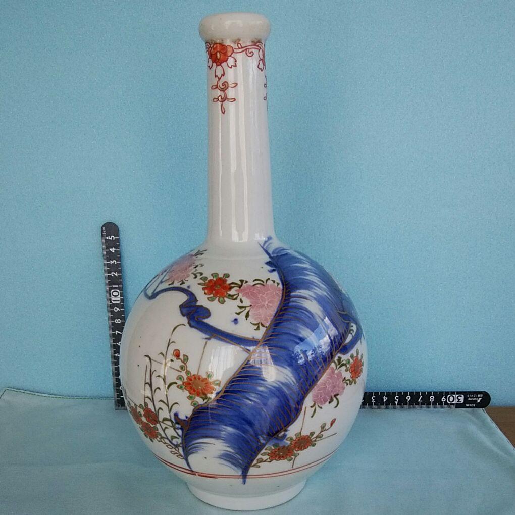 伊万里焼色絵秞裏紅徳利 太治窯製