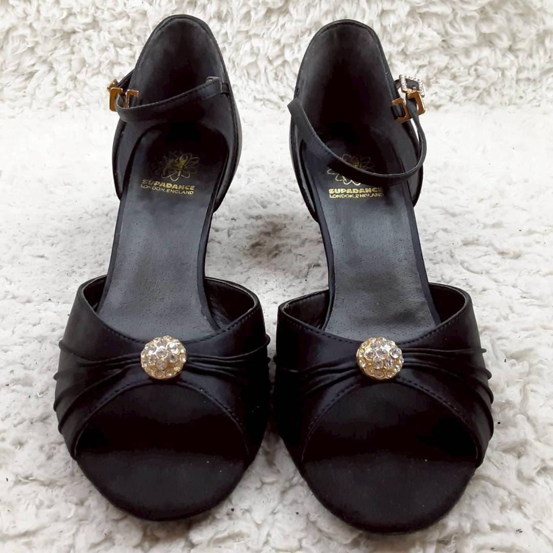 美品 24㎝◎Supadance スーパダンス 社交ダンスシューズ 黒 サテン