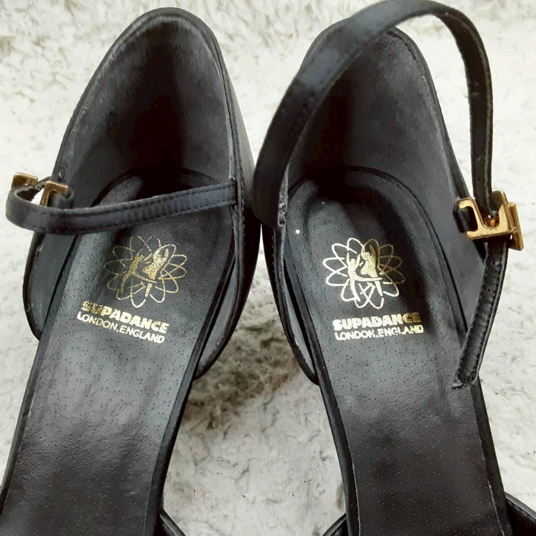 美品 24㎝◎Supadance スーパダンス 社交ダンスシューズ 黒 サテン