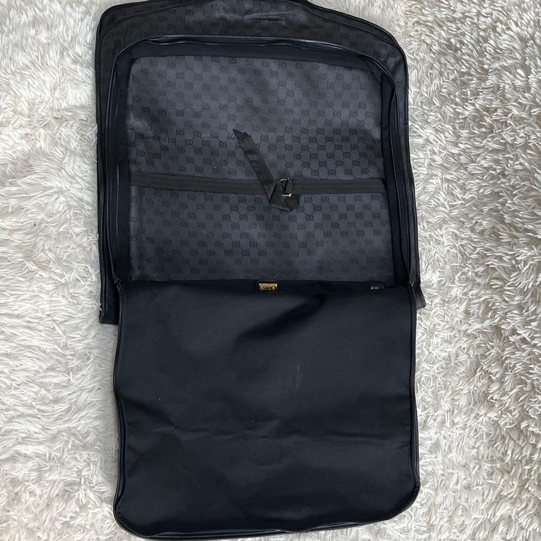 【美品】オールドグッチ　ガーメントバッグ　ネームタグ　GGキャンバス　ブラック