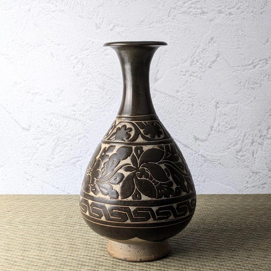 磁州窯　花瓶　13〜14世紀　繭山龍泉堂箱　花入