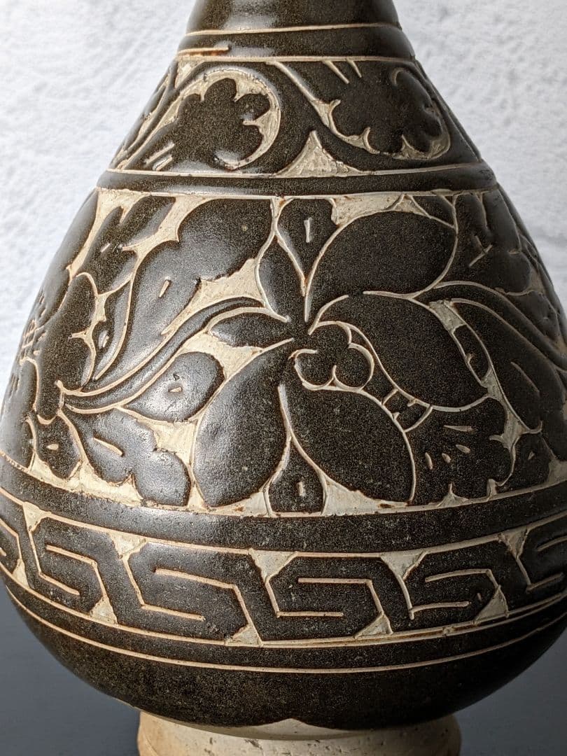 磁州窯　花瓶　13〜14世紀　繭山龍泉堂箱　花入