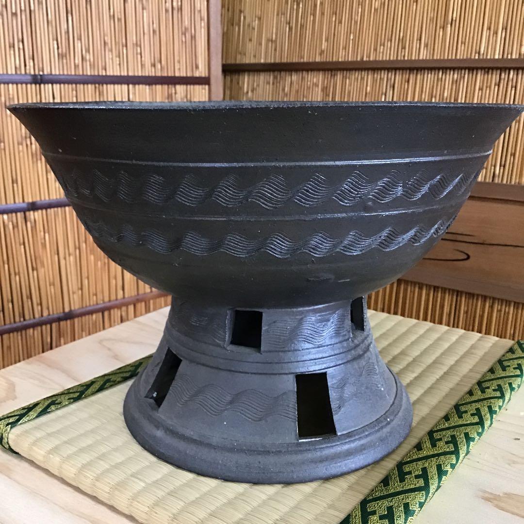 骨董 華道道具 花器 新羅土器 高杯花器 桐共箱 S759ANK