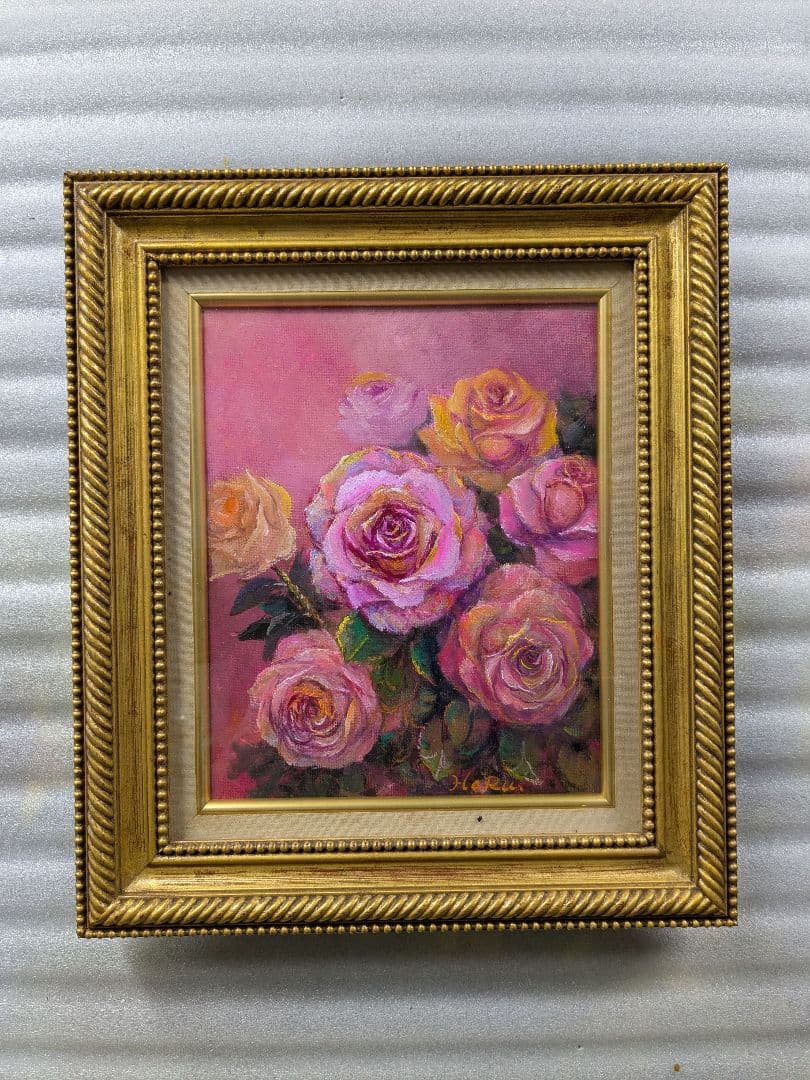画家haru油彩画F3号★薔薇＊肉筆画＊一点物＊肉筆画＊静物画★
