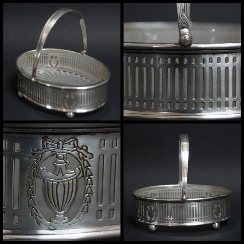 イギリス 銀メッキ バスケット型 アクセサリー入 小物入