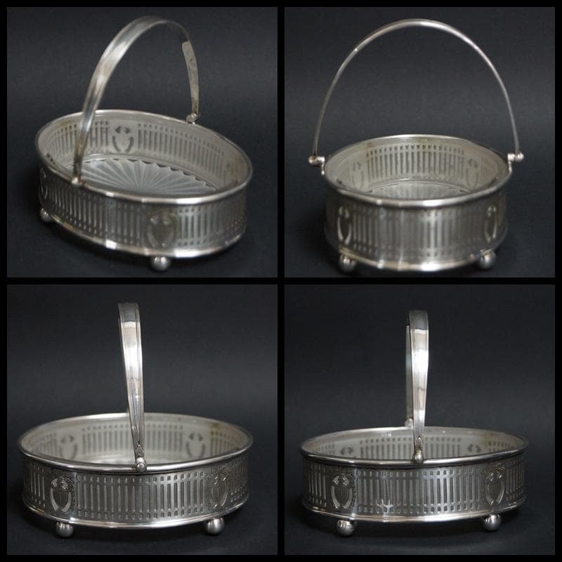 イギリス 銀メッキ バスケット型 アクセサリー入 小物入