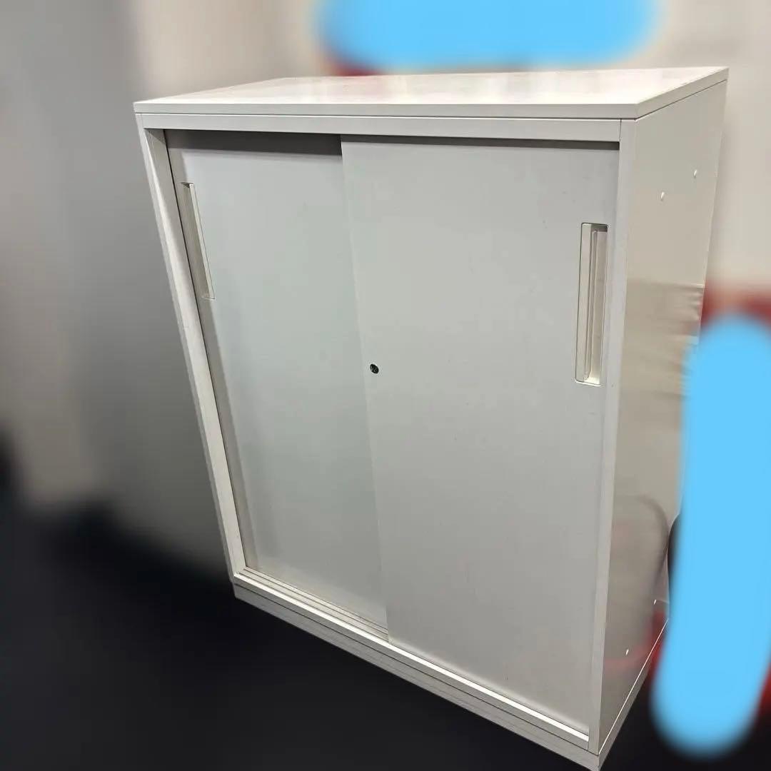 ホワイトスライド式キャビネット(スチール製)