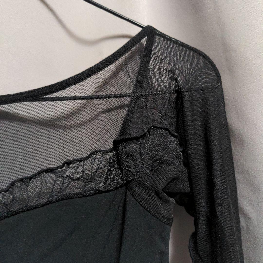 ブ*5様 ブラックレオタード Mサイズ メッシュスリーブ