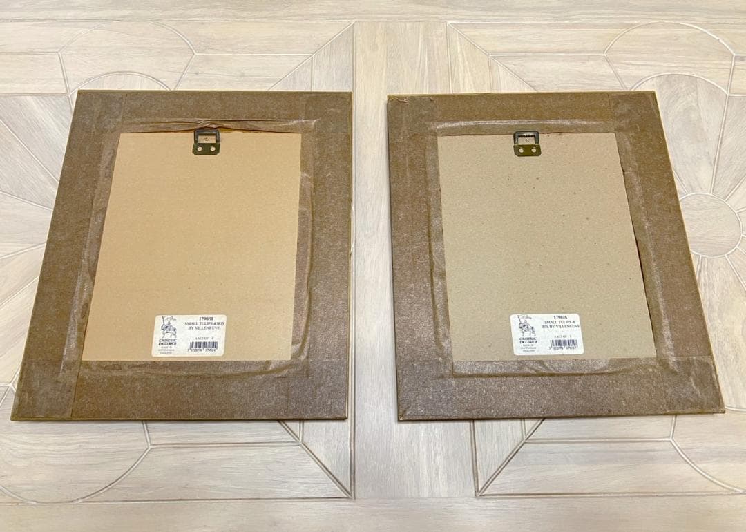 アンティーク額絵　英国製　大きめ　ゴールド金縁額絵　花　あやめ　チューリップ