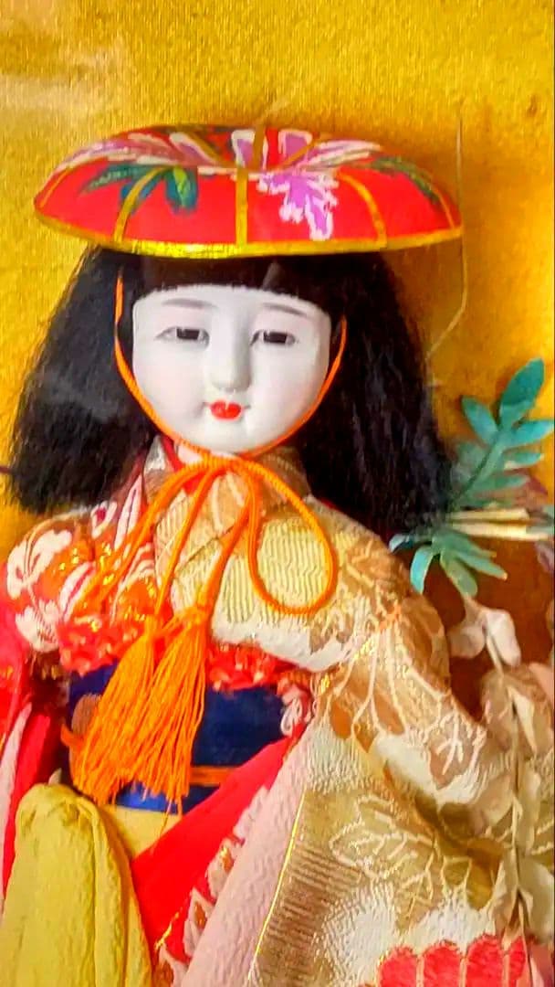 日本人形 藤娘 ガラスケース入り