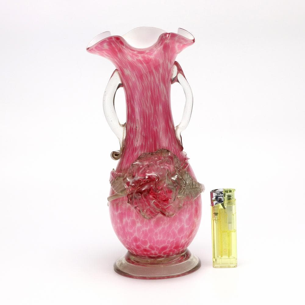 084C 大正 昭和 花瓶 吹きガラス フラワーベース アンティーク 高さ24㎝