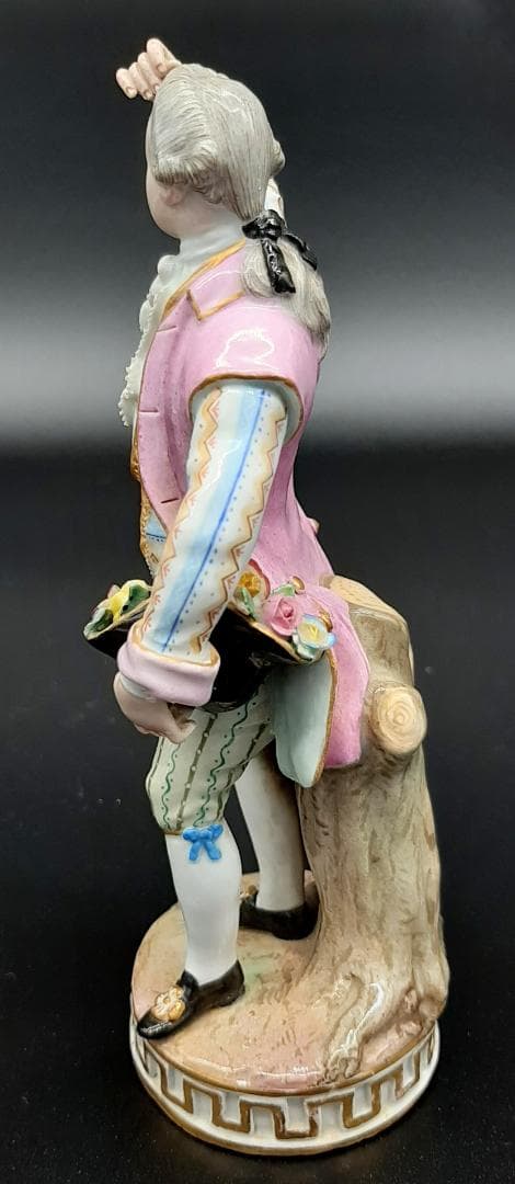 美品古マイセン／アシエ1768年『花摘みの男』大型フィギュリン美品1級品ボタン剣