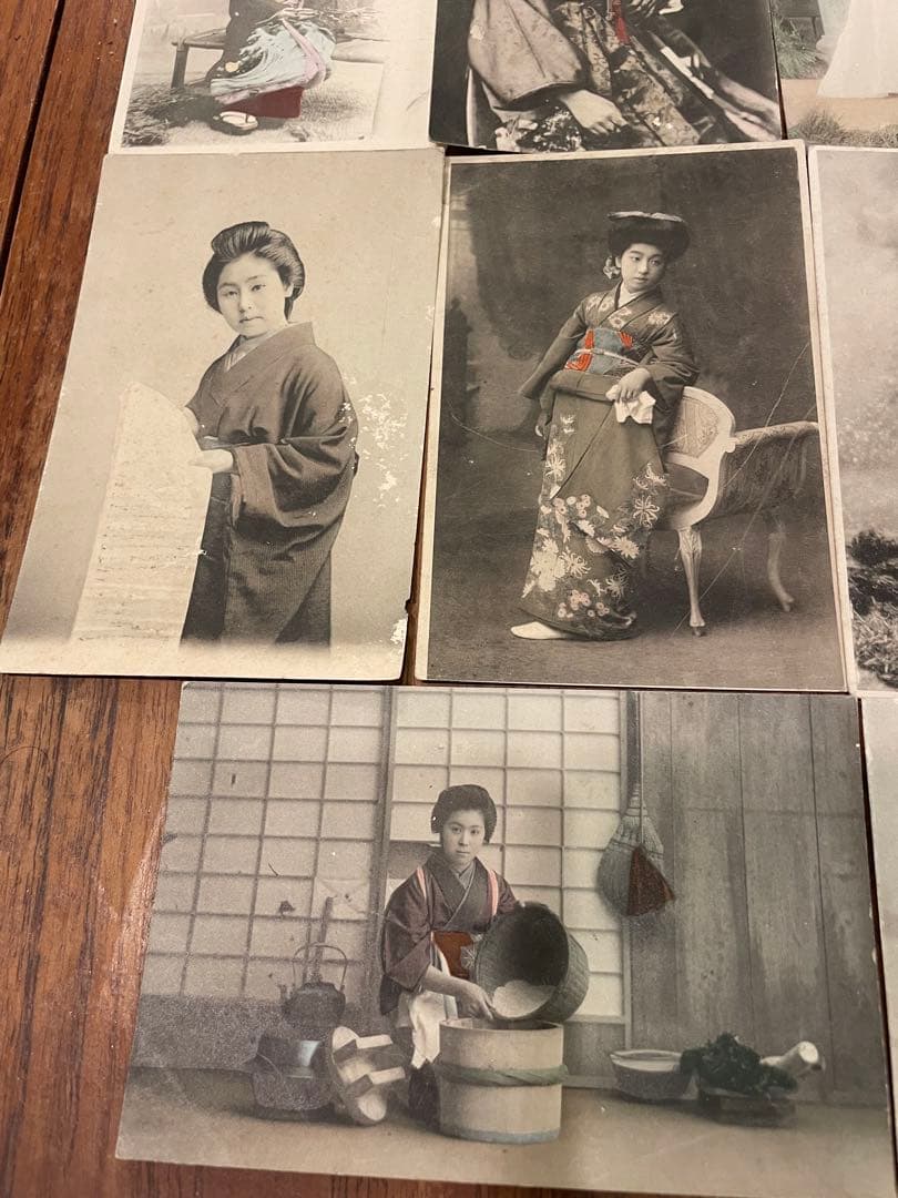 古写真 絵葉書 芸妓 戦前 印刷物 美人 手彩 着物 明治