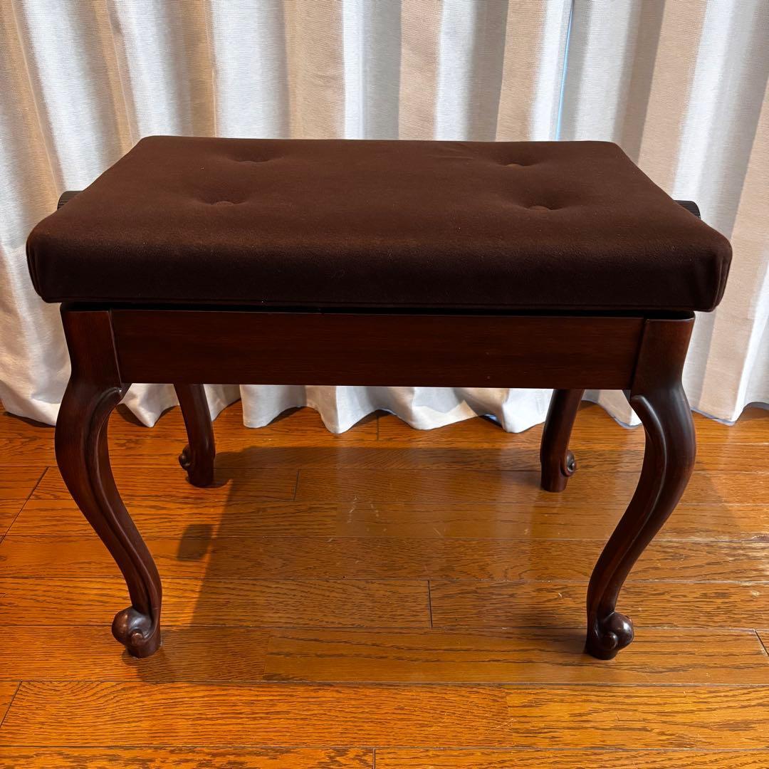 ピアノ椅子 猫脚 高低自在 調整 ブラウン 木目 ピアノ